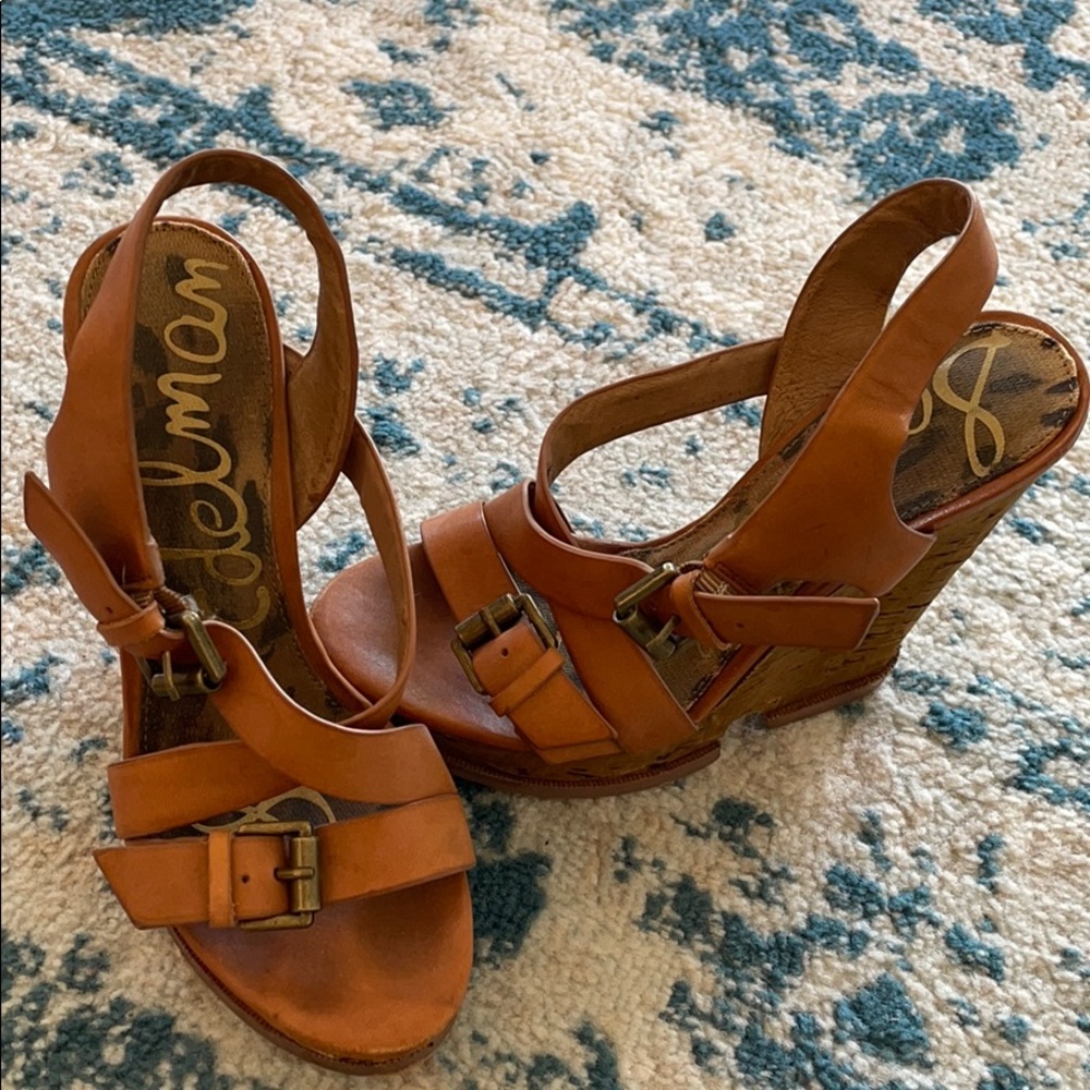Sam Edelman brown sandals heeled 5.5